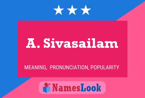 Poster del nome A. Sivasailam