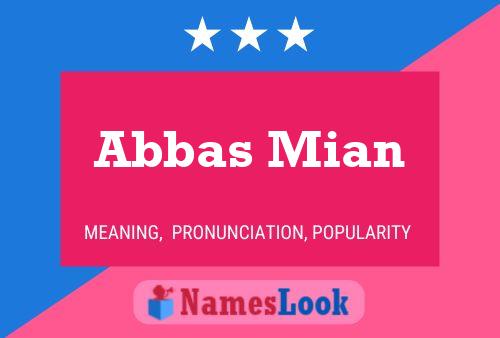 Poster del nome Abbas Mian