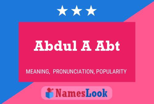 Poster del nome Abdul A Abt