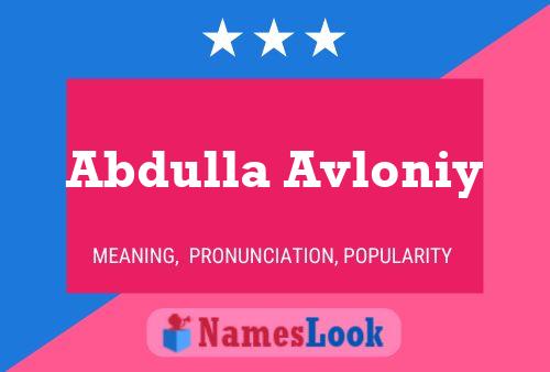 Poster del nome Abdulla Avloniy