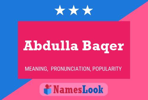 Poster del nome Abdulla Baqer