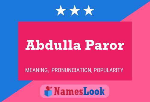 Poster del nome Abdulla Paror