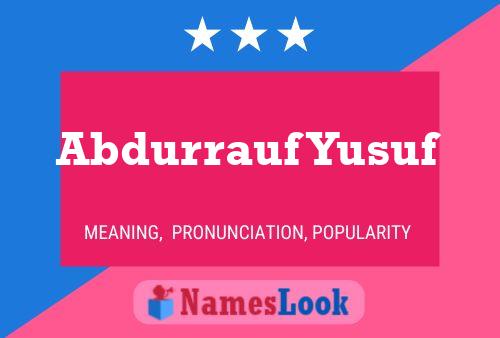 Poster del nome Abdurrauf Yusuf