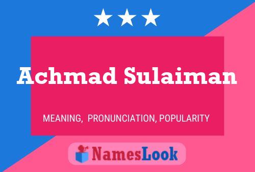 Poster del nome Achmad Sulaiman