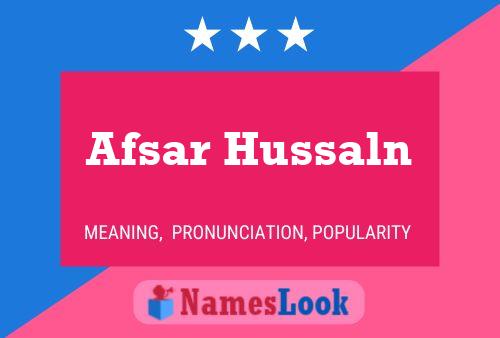 Poster del nome Afsar Hussaln