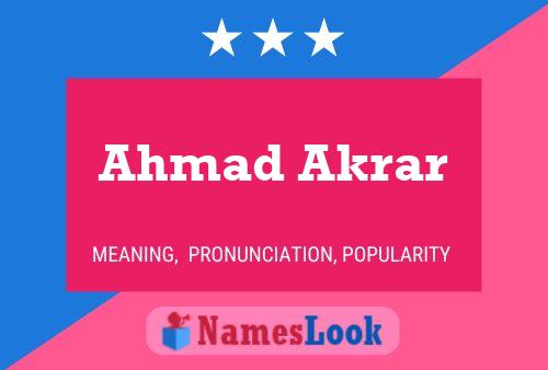 Poster del nome Ahmad Akrar