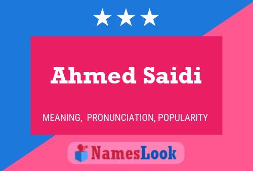 Poster del nome Ahmed Saidi