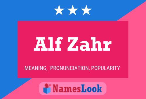 Poster del nome Alf Zahr