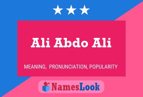 Poster del nome Ali Abdo Ali