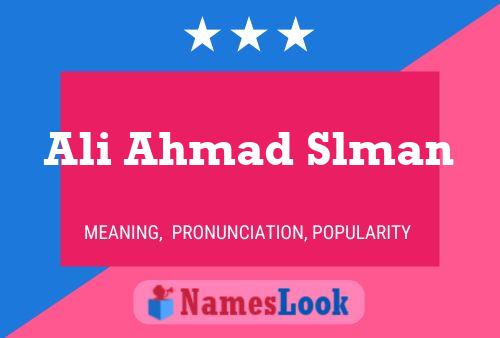 Poster del nome Ali Ahmad Slman