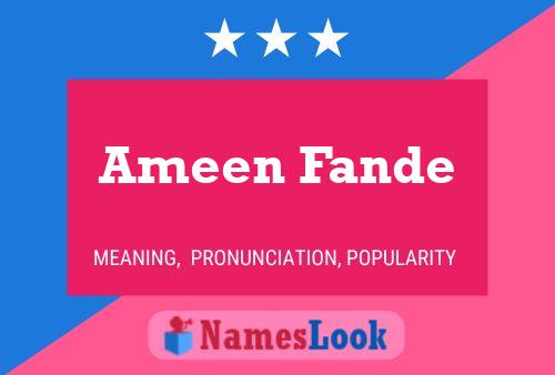 Poster del nome Ameen Fande