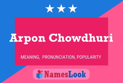 Poster del nome Arpon Chowdhuri