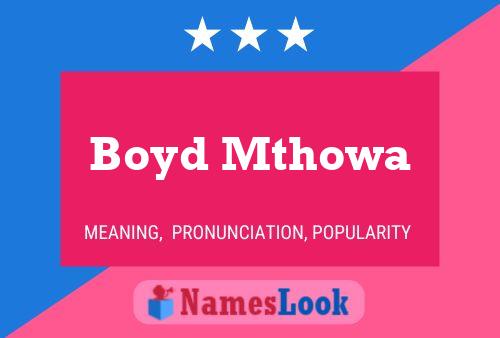 Poster del nome Boyd Mthowa