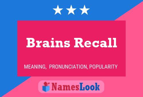 Poster del nome Brains Recall