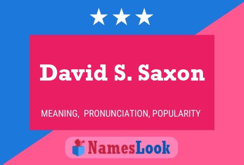 Poster del nome David S. Saxon