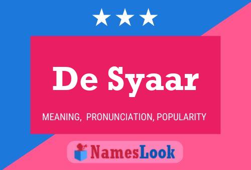 Poster del nome De Syaar