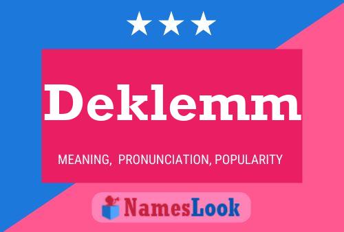 Poster del nome Deklemm