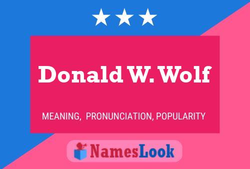 Poster del nome Donald W. Wolf