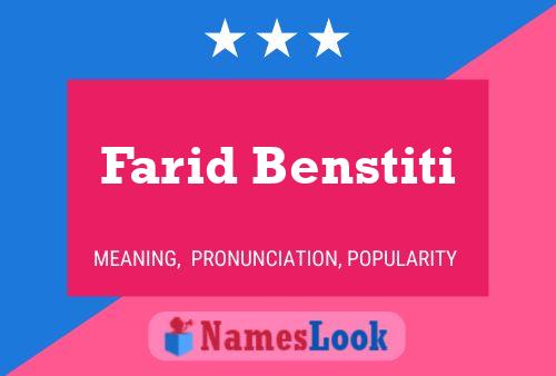 Poster del nome Farid Benstiti