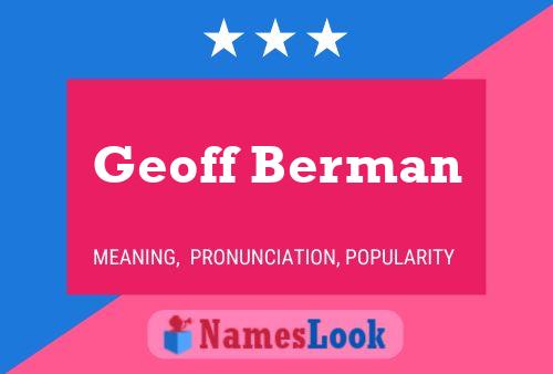 Poster del nome Geoff Berman