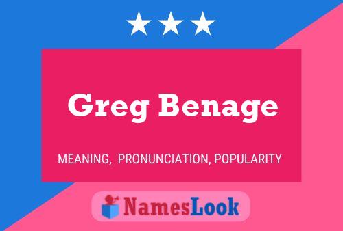 Poster del nome Greg Benage