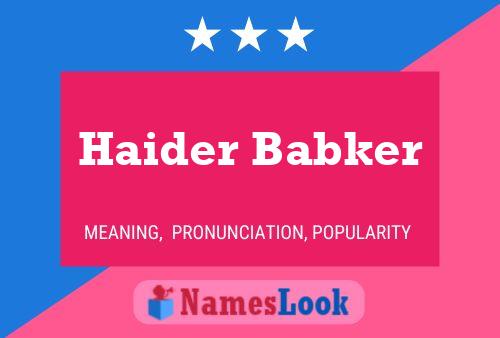 Poster del nome Haider Babker