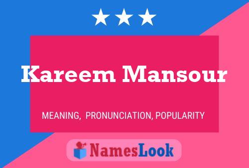 Poster del nome Kareem Mansour