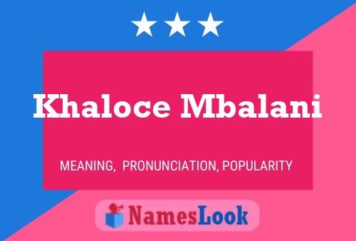 Poster del nome Khaloce Mbalani