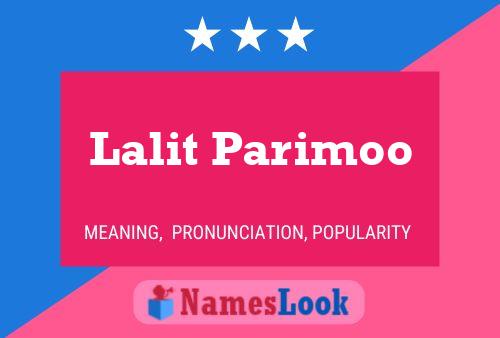 Poster del nome Lalit Parimoo