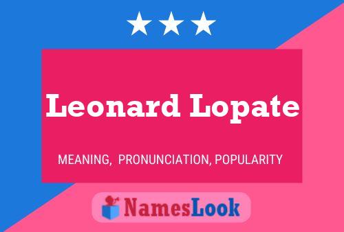 Poster del nome Leonard Lopate