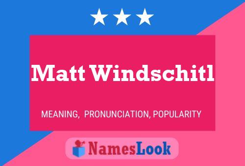 Poster del nome Matt Windschitl