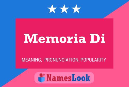 Poster del nome Memoria Di