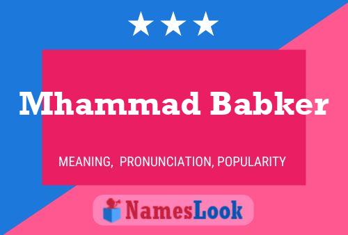 Poster del nome Mhammad Babker