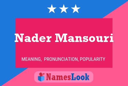 Poster del nome Nader Mansouri