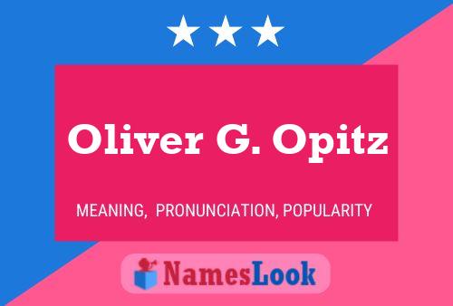 Poster del nome Oliver G. Opitz