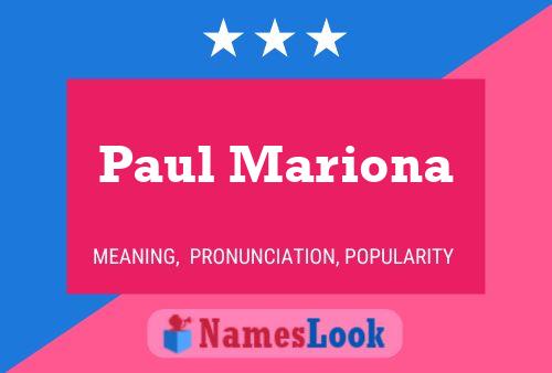 Poster del nome Paul Mariona