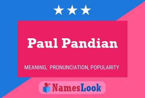 Poster del nome Paul Pandian