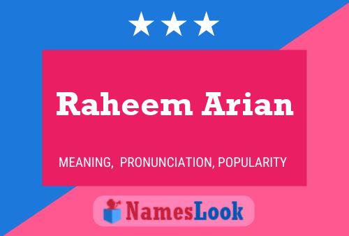 Poster del nome Raheem Arian