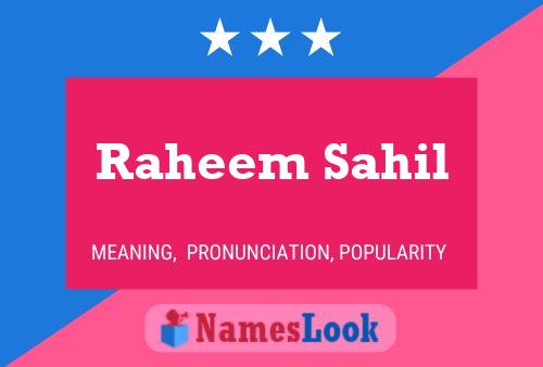 Poster del nome Raheem Sahil