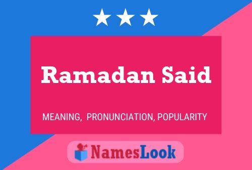 Poster del nome Ramadan Said