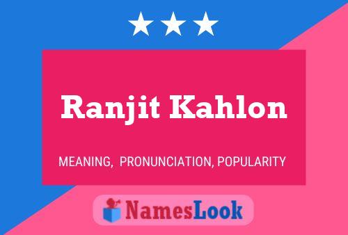 Poster del nome Ranjit Kahlon