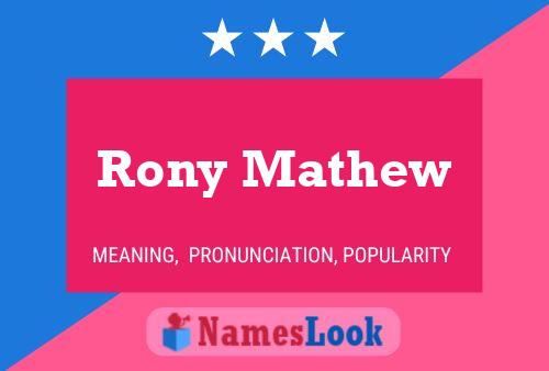 Poster del nome Rony Mathew