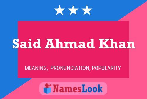 Poster del nome Said Ahmad Khan