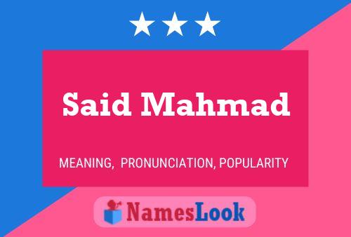 Poster del nome Said Mahmad