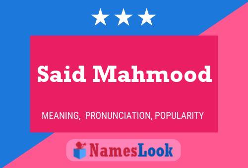 Poster del nome Said Mahmood