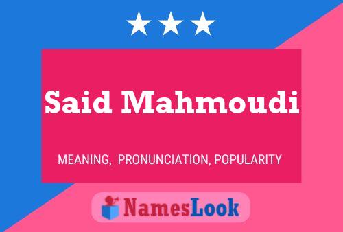 Poster del nome Said Mahmoudi