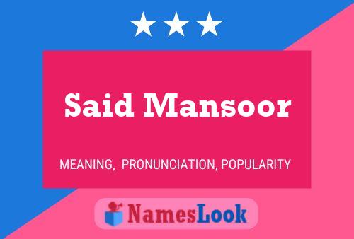 Poster del nome Said Mansoor