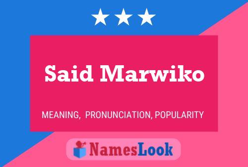 Poster del nome Said Marwiko