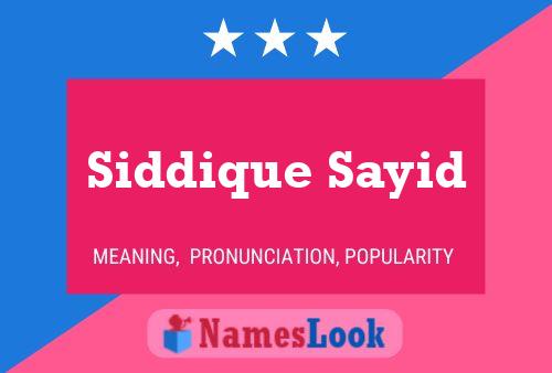 Poster del nome Siddique Sayid