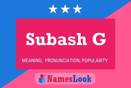 Poster del nome Subash G